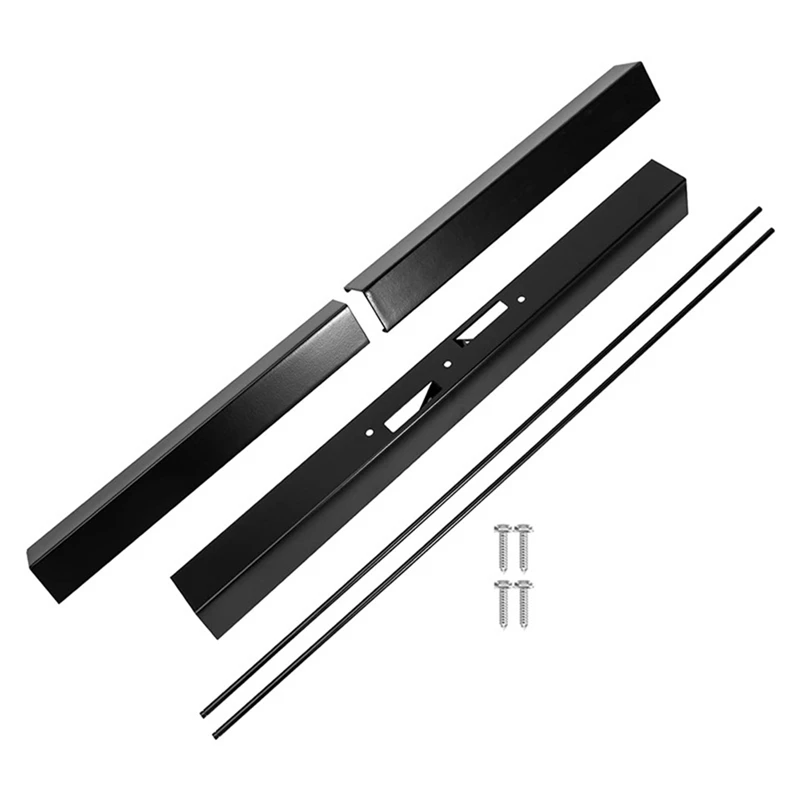 Adjustable Fireplace Rod Kit Rod And Valance Kit Black Metal For Fireplace Spark Screen