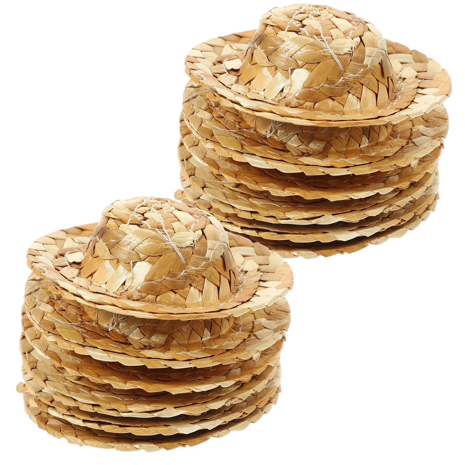 

12pcs Exquisite Woven Straw Hats Decorative Small Hat Props Home Decors