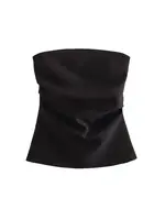 Strapless Draped Bustier Tops for Women, Straight Neck, Back Zipper, Female Camis, Fashion - Image 4