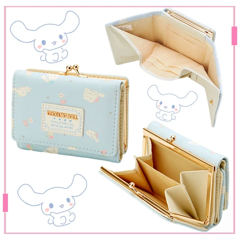 Card Holder Plush Coin Purse Fashion Handbag Anime Wallet Purse Drawstring Pouch Cartoon Animals Anime Kawaii Cinnamoroll Coin Purse PU Wallet Fold Bag Cute Card Package Handbag Girl Birthday Christmas Gifts