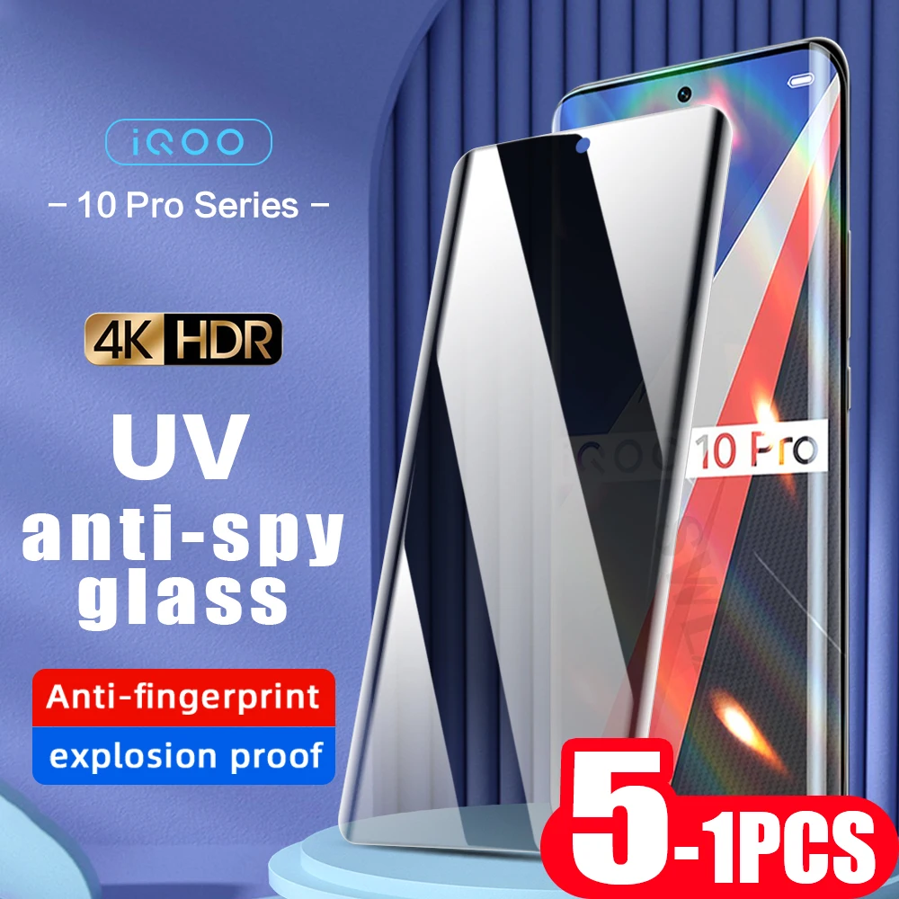 

5-1 шт. полное покрытие для vivo iQOO 11 10 Pro UV противошпионское стекло Защита для экрана iQOO 9 8 pro конфиденциальность искусственное стекло защитная пленка