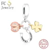 FC Jewelry Fit Original Charm Bracelet 925 Silver Irish Shamrock Clover Faith Bead For Making Women St Patricks Berloque DIY 3
