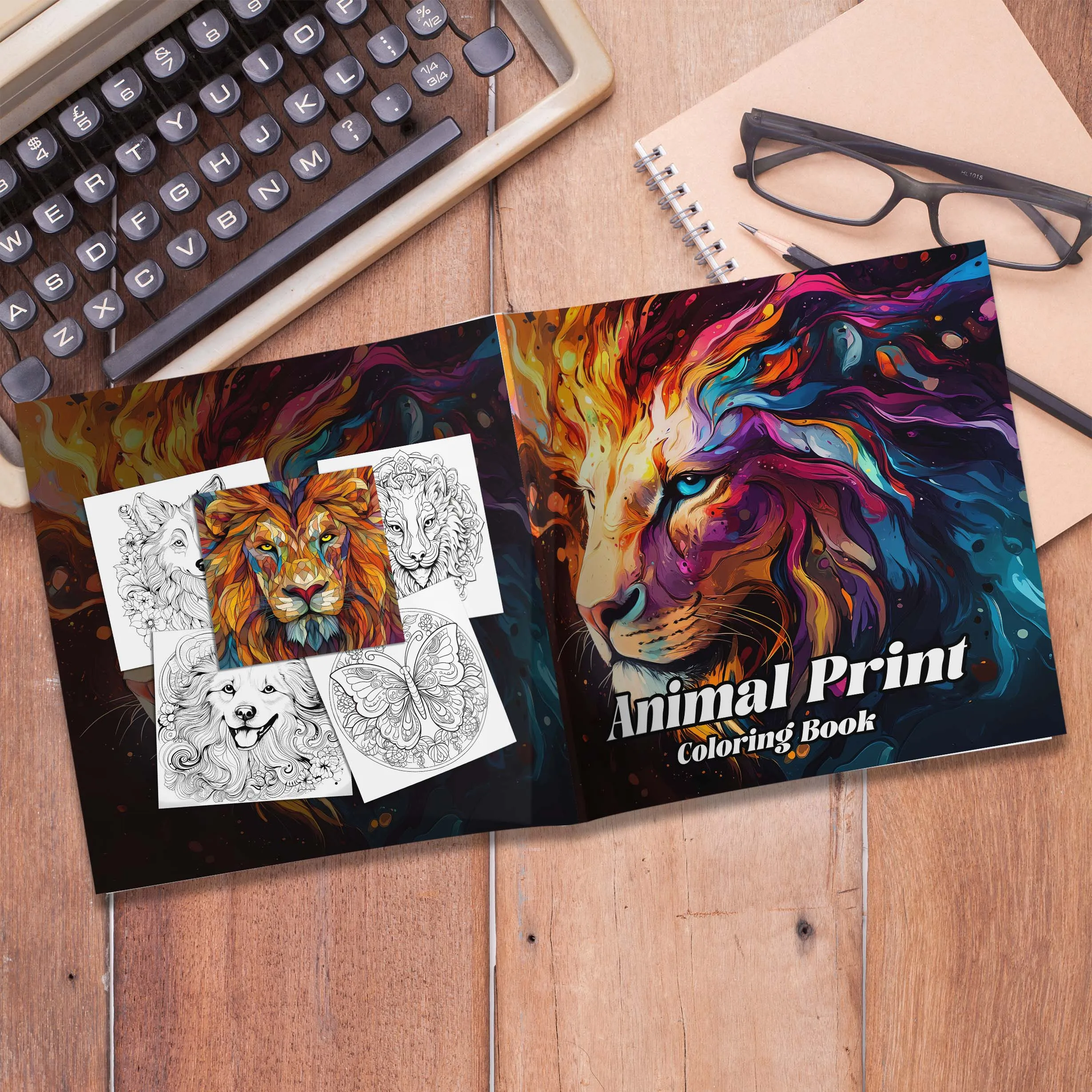 1pc Coloring Book Animal lion Adult Picture Book Gift For Birthday Party Relieve Stress Kill Time Graffiti Painting Drawing Art 3