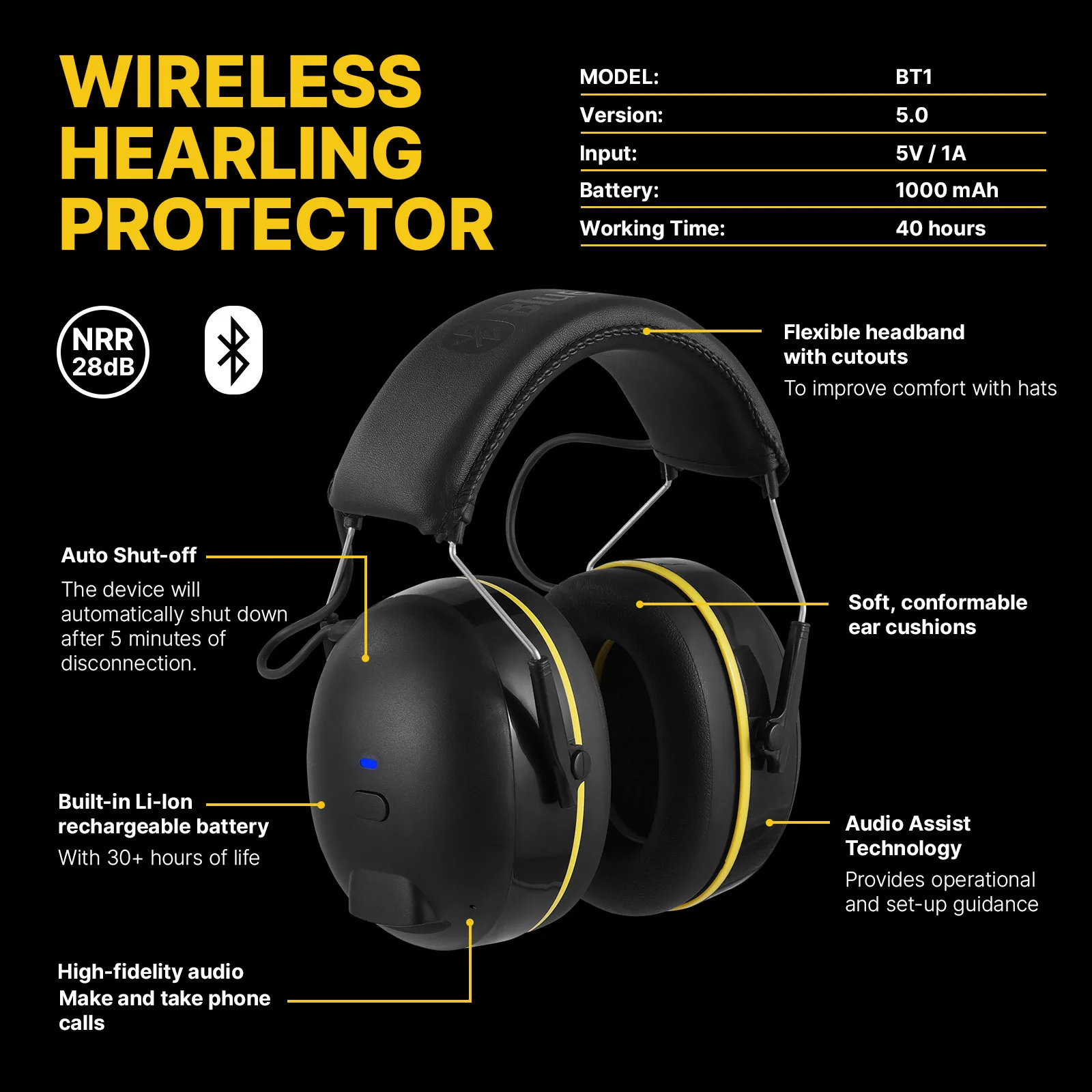 Headphone Electronic 5.0 Bluetooth Earmuffs Shooting Ear Protection for hunting Noise Reduction Professional Tactical