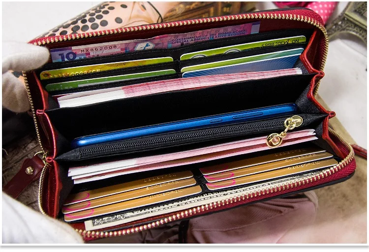 Blumen Damen Brieftasche Echt leder Frau Brieftasche Vintage Echt kuhle der Geldbörse große Kapazität Clutch Tasche – Detail 28