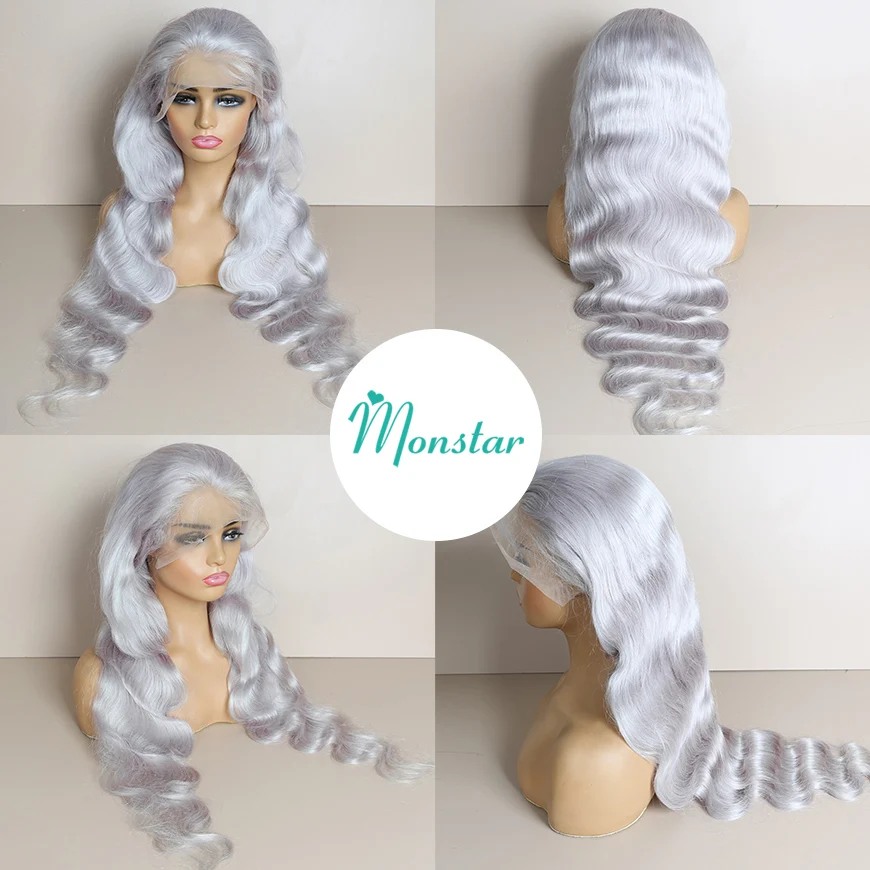 30 40 Inches Silver Grey Body Wave Lace Front Wigs 613 Hd Lace Frontal Wig 13x6 Raw Vietnamese Colored Human Hair Wigs For Women 3