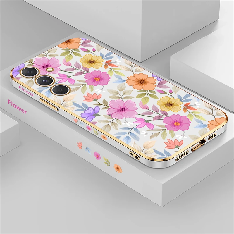 Elegant Plating Flower Shockproof Silicone Phone Case