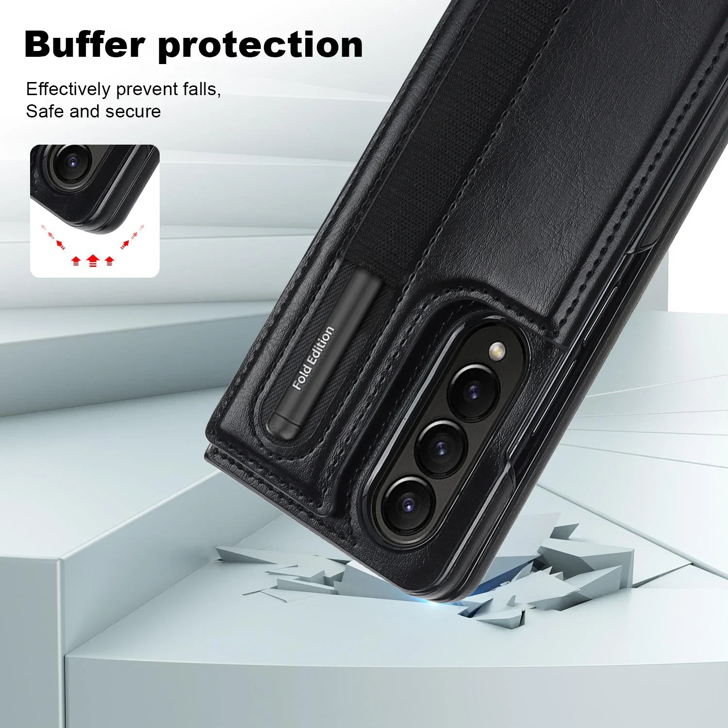 Luxurious PU Leather Wallet Phone Case with Pen Slot, Card Holder, and Shockproof Stand
