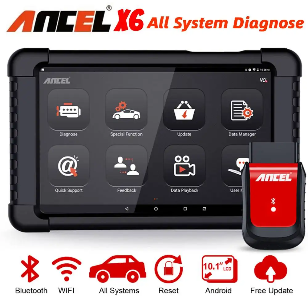 Ancel-Outil de diagnostic de voiture X6, lecteur de code OBD2, TPMS, ABS, airbag, huile, EPB, MétalP.F, Cristal complète du système diagnostic pour voiture mecanique automobile outils automobile obd2 diagnostic voiture