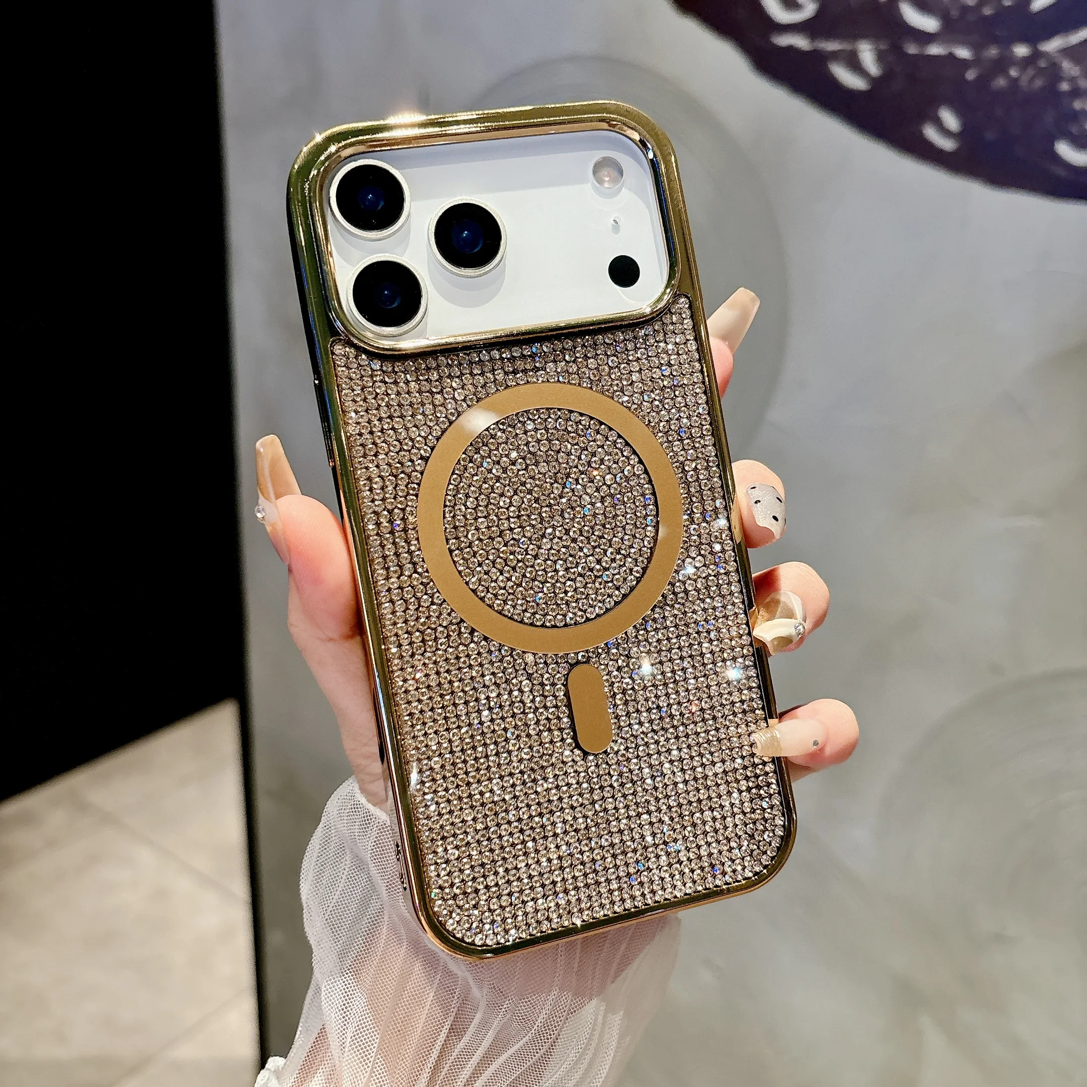 Diamond Bling Glitter Sequin Plating Magnetic Phone Case Cover