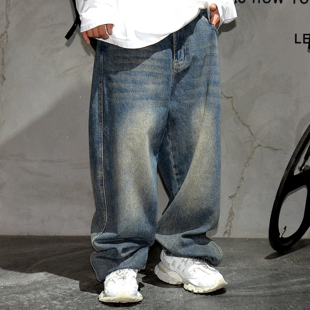 Men Baggy Jeans American Streetwear Distressed Denim Cargo Pant Hip Hop Harajuku Trousers