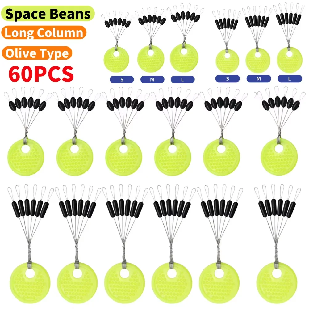 60 perles caoutchouc silicone stoppeurs ovales pour montage lignes carpe et pêche à la mouche