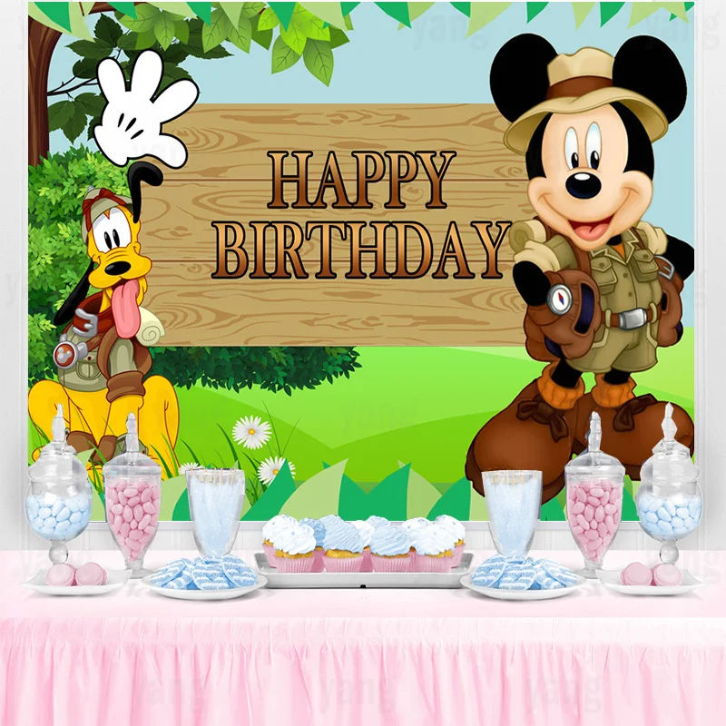 Disney Mickey Mouse Pluto Jungle Cowboy Sfondo Forniture Per Feste Fotografia Sfondo Compleanno Sfondo Ragazze Ragazzi Decorazione