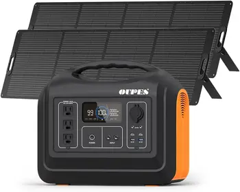 1800W Solar Generator with 480W Panels Included 1488Wh Portable Power Station with 3x 110V Peak 4000W AC Outlets LiFePO4 Battery 1