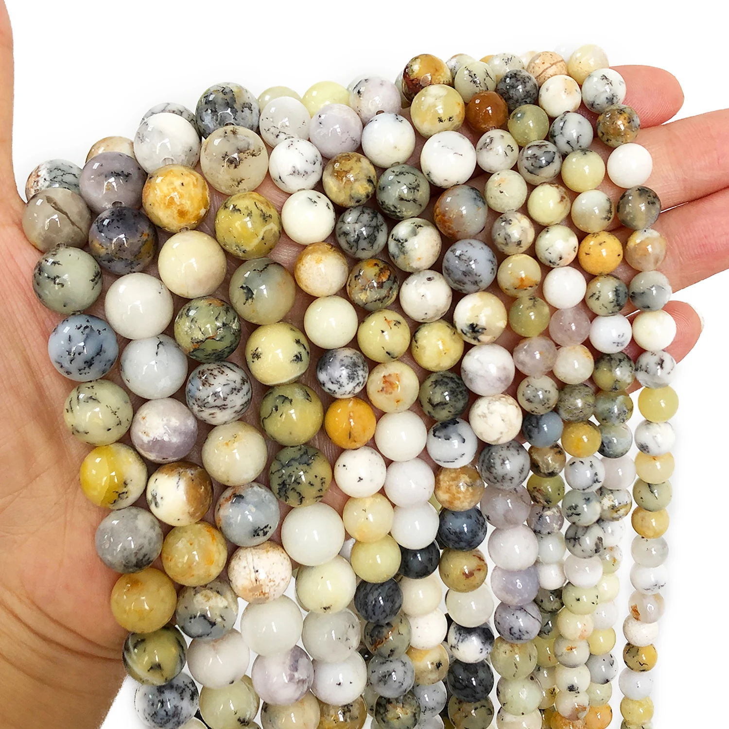 

6/8/10mm AA Bi-color Opal Natural Stone Beads Yellow White Round Spacer Beads For Jewelry Making Supplies Diy Charms Bracelets