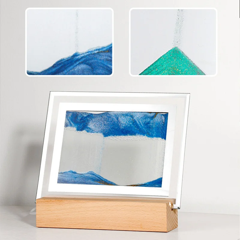 Description Picture 4 of itemSand Art Moving Night Lamp Craft Quicksand 3D Landscape Flowing Sand Picture Hourglass Gift Led Table Night Light Home Decor
