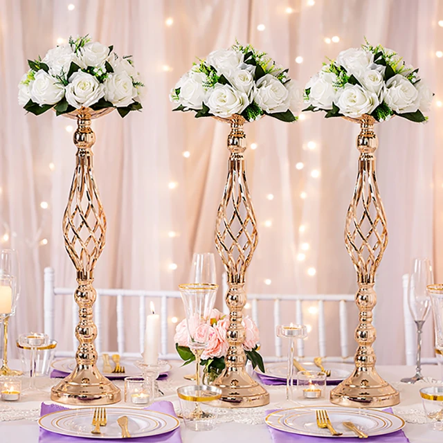 Centros de mesa de cristal para bodas de 31.5 pulgadas de alto, candelabros  de flores de metal, soporte de flores acrílicas, centro de mesa, pasillo