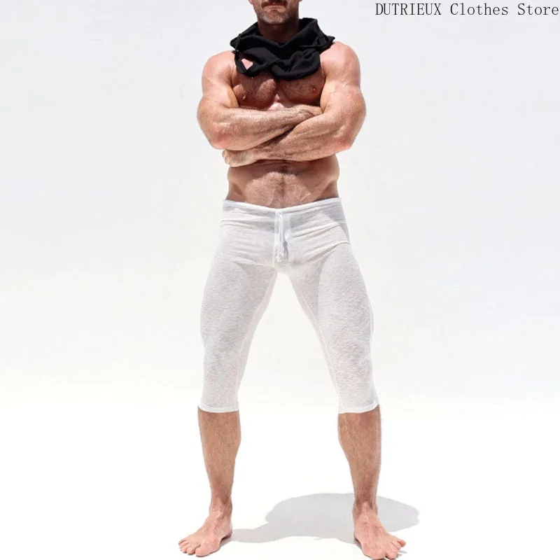 Elastic Slim Men Fitness Pants Short Sexy Hollow Vest Soft Comfortable Breathable Fitness Sports