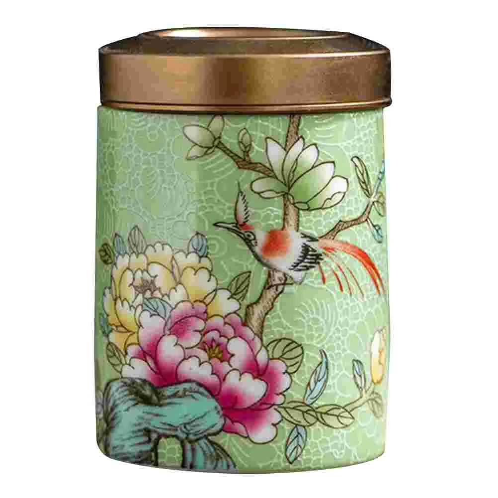

Enamel Tea Canister Storage Container Food Jar Sealing Ceramic Holder Candy