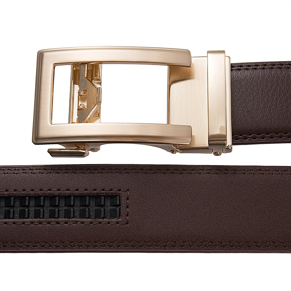Hohe Qualität männer Leder Gürtel Männlich Automatische Gun Gold Schnalle Mann Ratsche Gürtel Luxus Designer für Männer Formale 3,5 cm Plus Größe – Detail 13