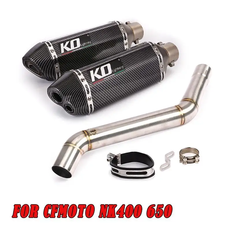 

51MM Exhaust Pipe For CFMOTO 400NK 650NK All Year Motorcycle Escape Mid Link Pipe Muffler Connect Tube Slip On Stainless Steel