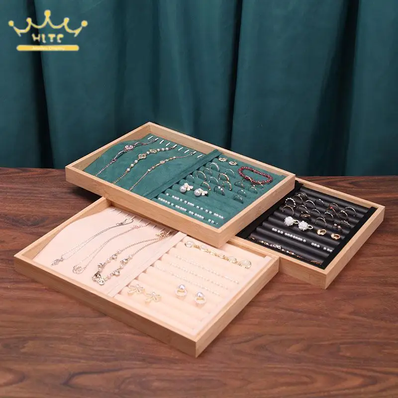 Jewelry Velvet Display Tray Ring Necklace Combination Set Plate Earrings Storage Finishing Props