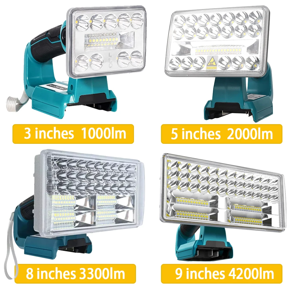 LED Flashlights LED Torch Light LED Flashlight LED Flashlight Outdoor Cordless Work Light Spotlight for Makita 14.4V 18V BL1430 BL1850 BL1860B Li-ion Battery with USB