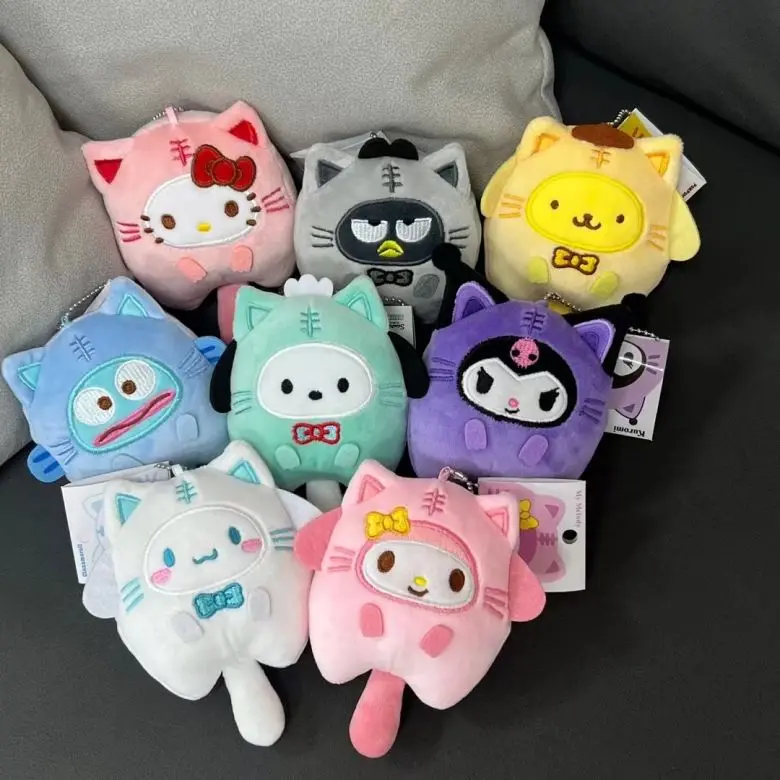 귀여운 산리오 쿠로미 고양이 만두 봉제 펜던트, 푸린 강아지 부드러운 봉제 인형 피규어, 시나모롤 생일 선물