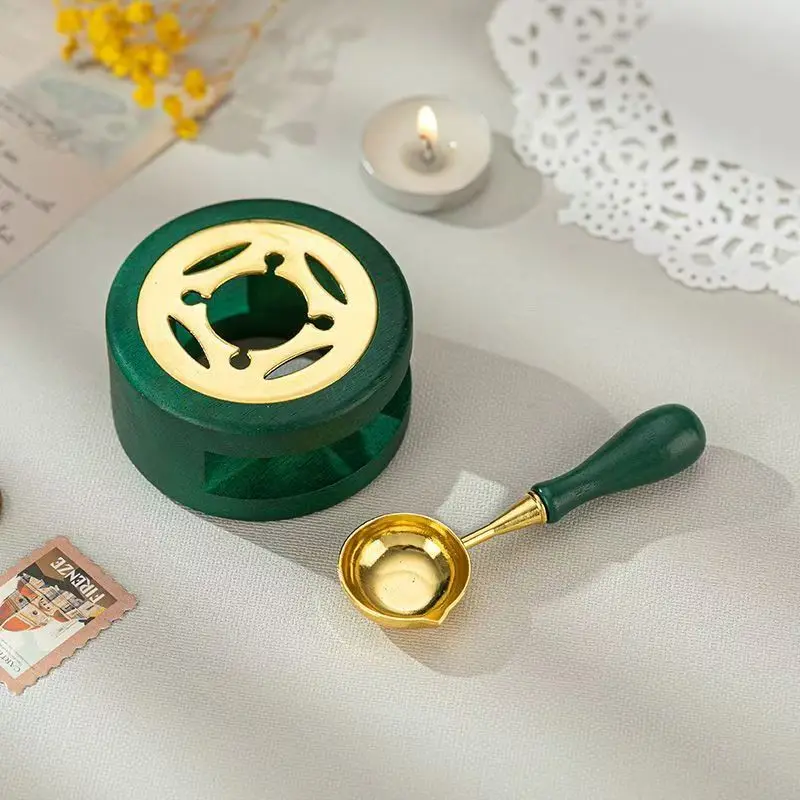 Wooden handle fire paint spoon wax grain furnace fire paint seal accessories tool Wooden spoon set