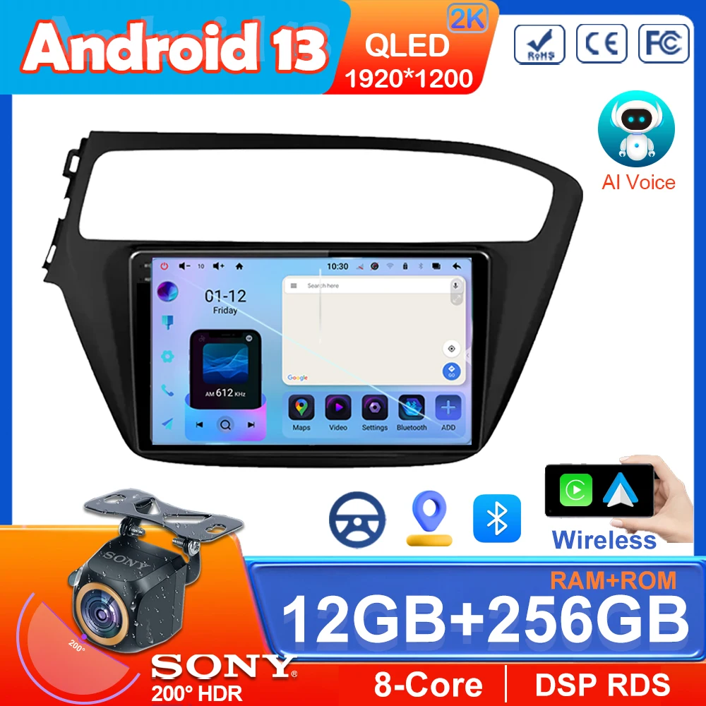 

Car Android 13 For For Hyundai I20 2015 - 2018 Auto Radio Stereo Head Unit Multimedia Player GPS Navigation No 2din DVD 5G Wifi