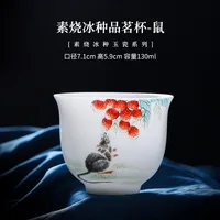 Ustensiles à thé en porcelaine de Jade glacé, tasse à thé douze zodiaques, bol à thé Kung Fu chinois de 130ml, tasse à café expresso à motif Animal créatif 6