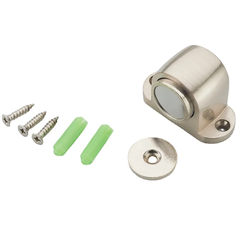 Zinc Alloy Door Stop Casting Powerful Floor-mounted Magnetic Holder 54mm*35mm Satin Nickel Brushed Door Stopper