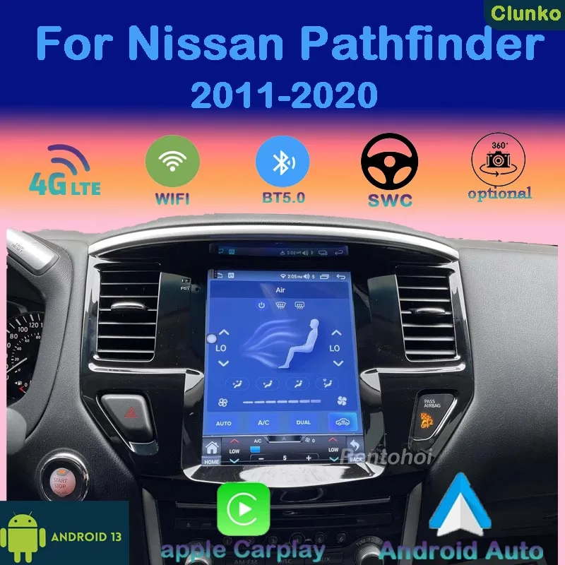

Автомобильный радиоприемник Clunko для Nissan Pathfinder 2011- 2020 Android 13, стерео, экран Tesla, мультимедийный плеер для Carplay, телефон, Bluetooth