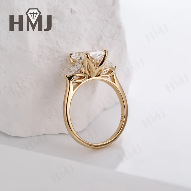 1ct/2ct/3ct Laborgezüchteter Diamantring D-Farbe Rund/Oval/Kissen/Radiant-Schliff 10k/14k/18k für Damen Jubiläumsgeschenk Ehering – Detail 13