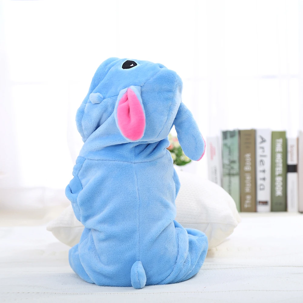 MINISO Baby Stitch Flannel Pajamas Boys Girls Animal Blanket Sleepers Children Hooded Jumpsuits Kids Onesies Newborn Pyjamas