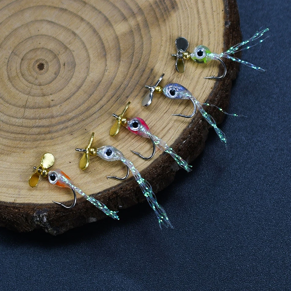 10Pcs Propeller Pailletten Fliegen Köder Rotierenden Metall Spinner Köder für Fliegen Angeln Insekten Lockt Effektive Forelle Und Bass Angeln locken – Detail 5