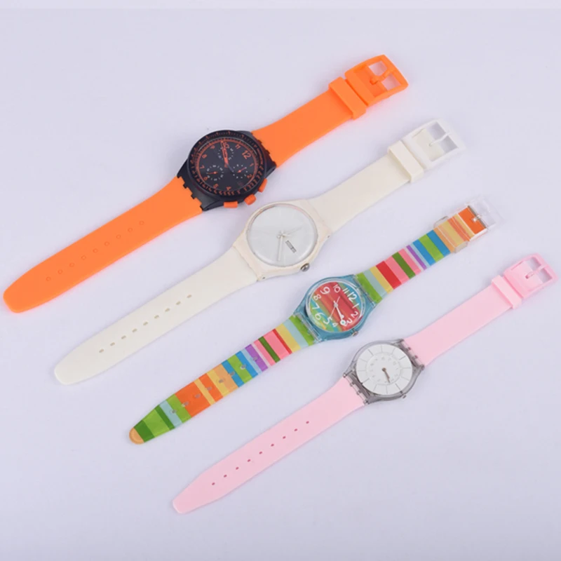 Vibrant Silicone Watchband - Colorful Rubber Replacement Strap in Pink & Black
