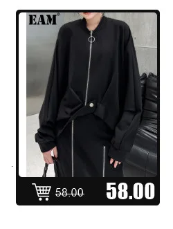 [EAM] Women Black Topstitched Long Big Size Trench New Lapel Long Sleeve Loose Windbreaker Fashion Spring Autumn 2023 1W51909