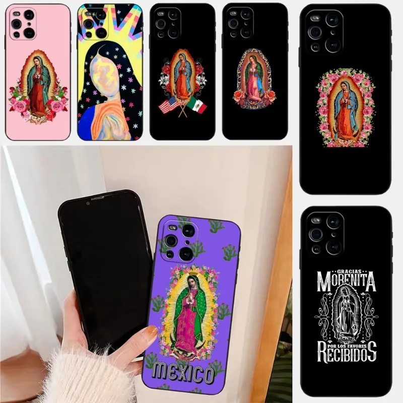 Vergine De Guadalupe Virgen Maria Cassa Del Telefono Per Oppo Trova X3Neo X5Pro X3Pro Reno6 7 Proplus A16 A54 A57 K9 K9S A74 A93 A94 Nero