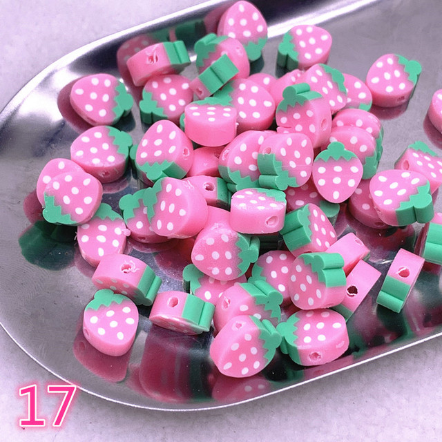 10mm Color Fruit Beads Polymer Clay Beads Polymer Clay Spacer Loose Beads for Jewelry Making DIY Bracelet Accessories