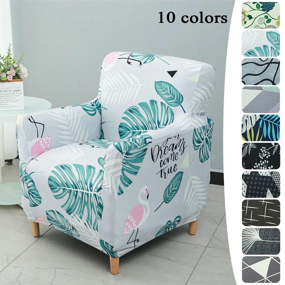 

Single Sofa Cover Elasticity Slipcover Printing Flower Chair Covers Anti-slip Armchairs Case Single Seat Case Home Living Room