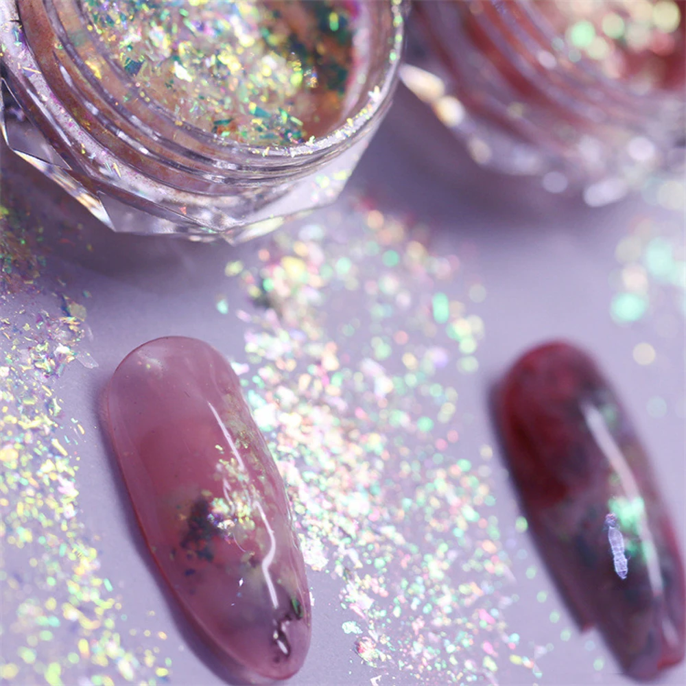 Chameleon Aurora Opal Polvere Ultra-Sottile Sirena Nail Glitter Paillettes Fiocchi Olografici Nail Art Paillettes Ombretto Shimmer Polvere