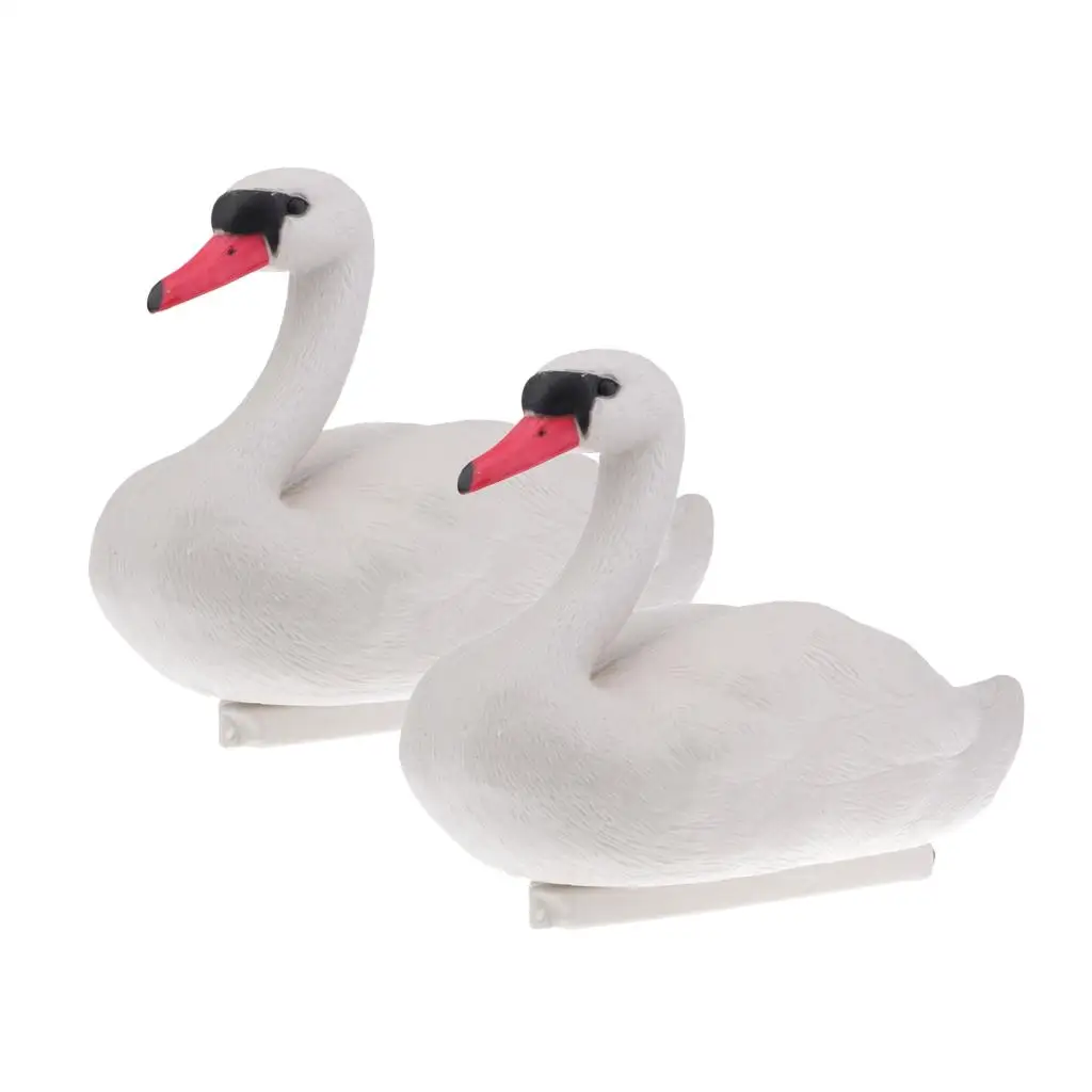2 leurres cygne flottants pour étang et jardin - Appâts de chasse complets pour oiseaux