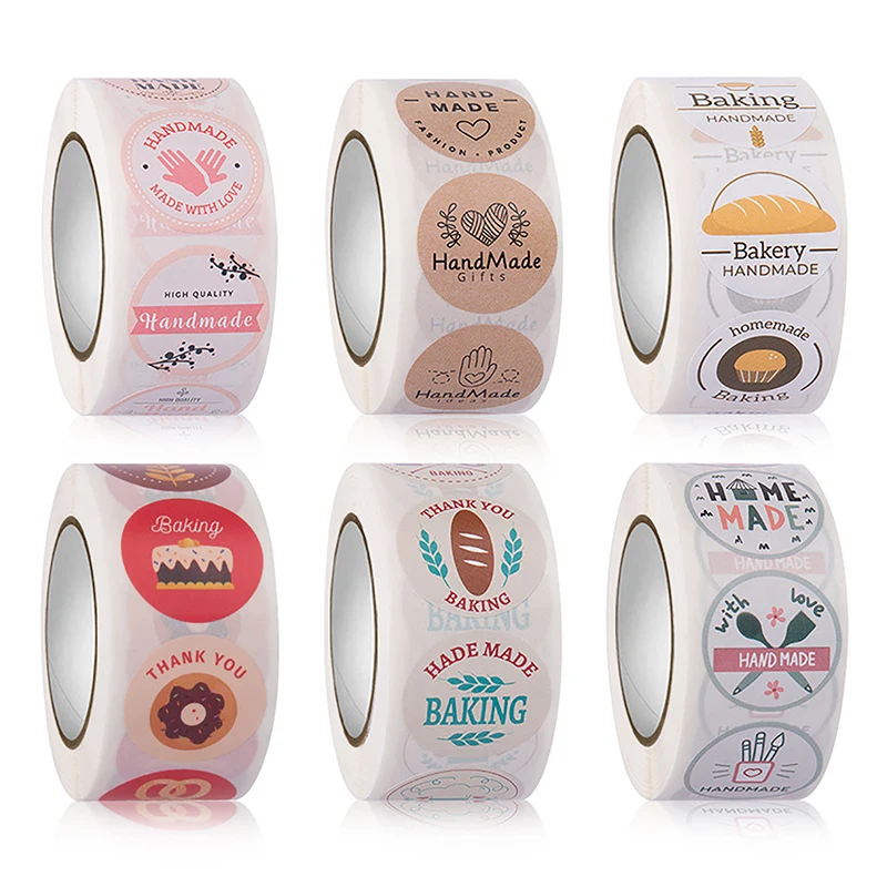 

500Pcs/Roll 2.5cm Round Baking Bakery Handmade Breakfast Shop Self-Adhesive Labels Decorating Stickers For Seal Labels Sticker