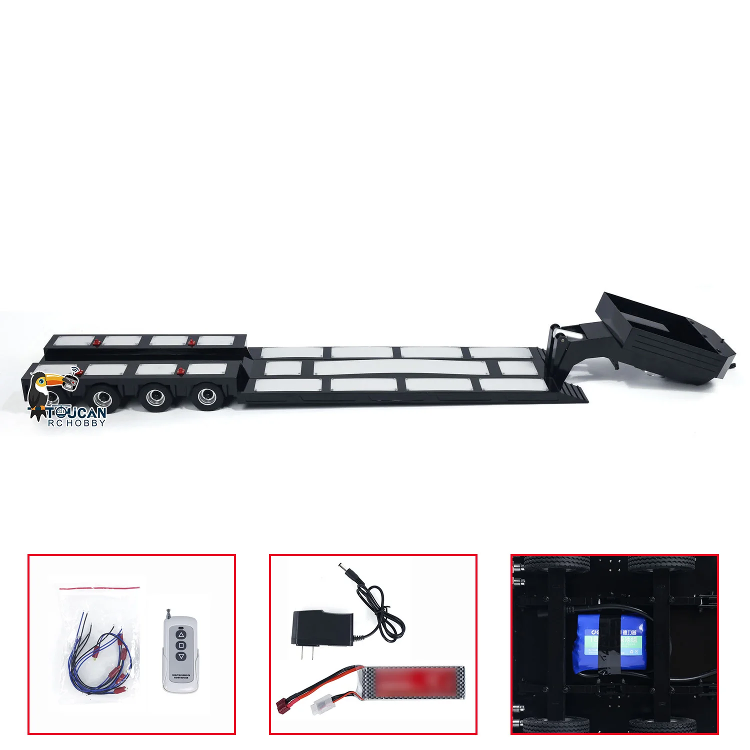 Spare Parts 4-Axle Metal Extendable Semi-trailer Accessories for 1/14 RC Tractor Truck Radio Control Car Vehicle TH23802 2