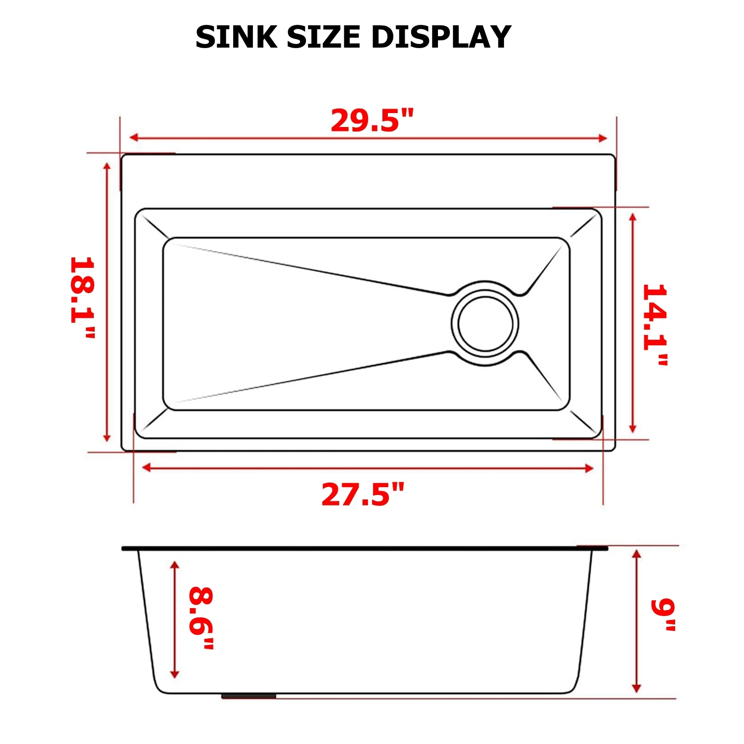 Digital Display Embossed Nano Sink with Pressurized Cup Washer and Two Waterfalls 29.5 Inch 6
