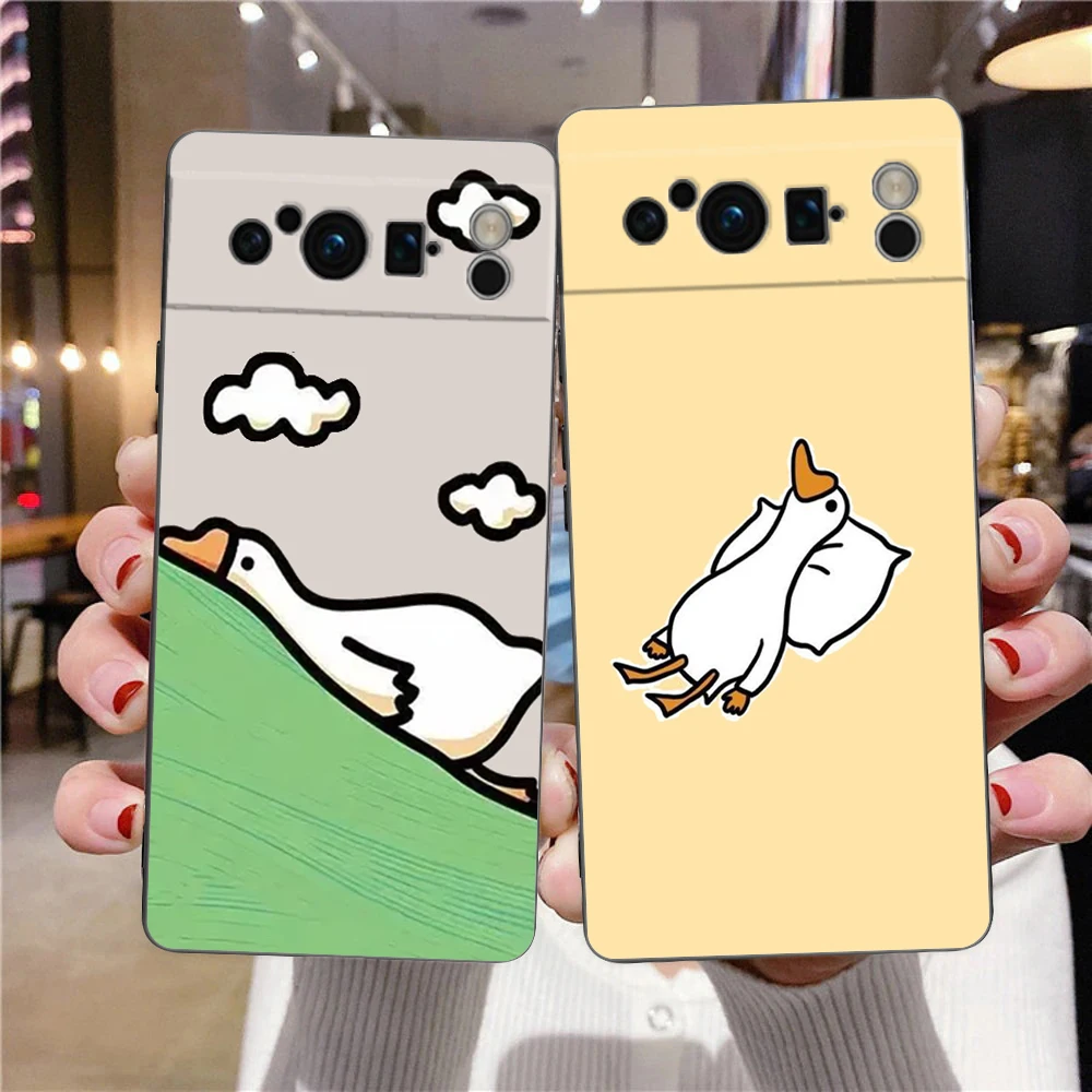 Cute Cartoon Duck Shockproof Black Soft TPU Back Cover Phone Case