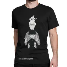 T shirt homme Shigeo et Reigen avec fossette Mob Psycho, en coton, avec dessin animé humoristique, Harajuku imprimé, 100 