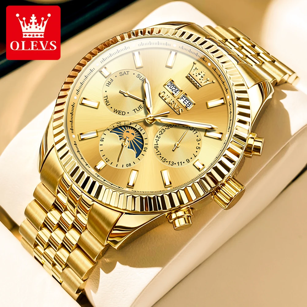 

OLEVS Original Luxury Watch For Men Fashion Business Automatic Mechanical Men's Watches High Quality Man Golden Wristwatches New