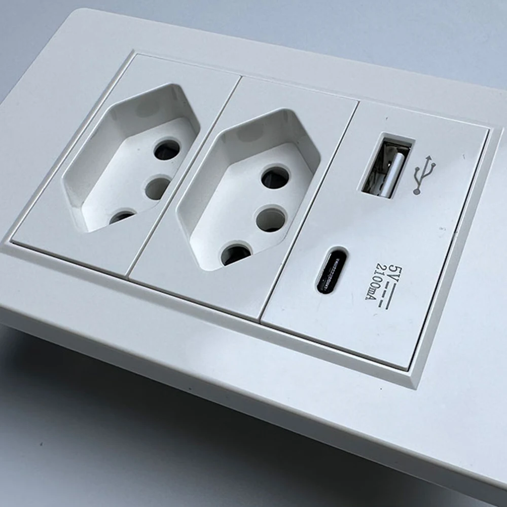 Duplo USB Tipo C Parede Tomada Interruptor